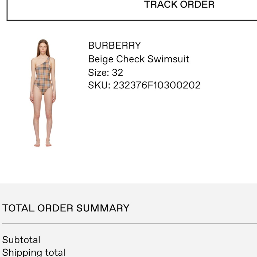 Burberry Beige Plaid One-Piece Swimsuit